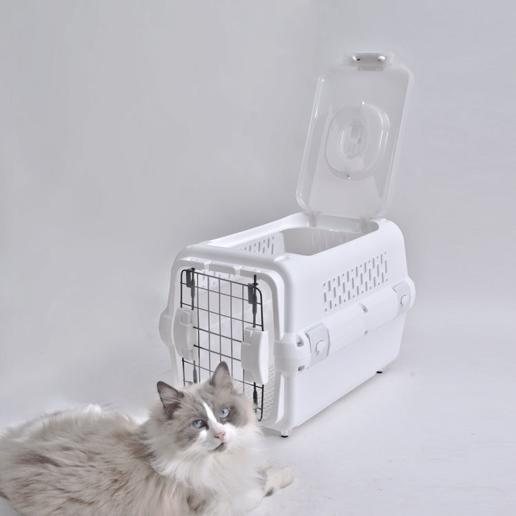 RHR Pets Travel Carrier with Steel Door for Cats & Dogs (White) 50 x 50 x 35 cm