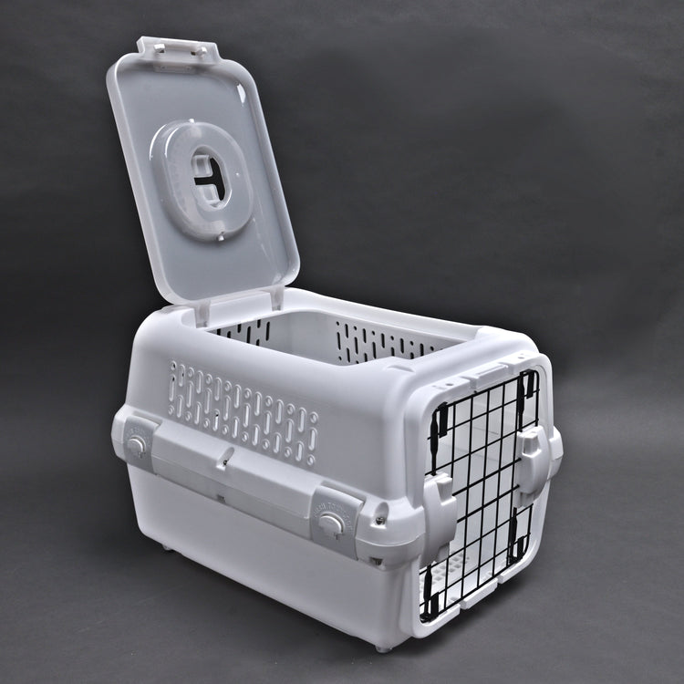 RHR Pets Travel Carrier with Steel Door for Cats & Dogs (White) 50 x 50 x 35 cm