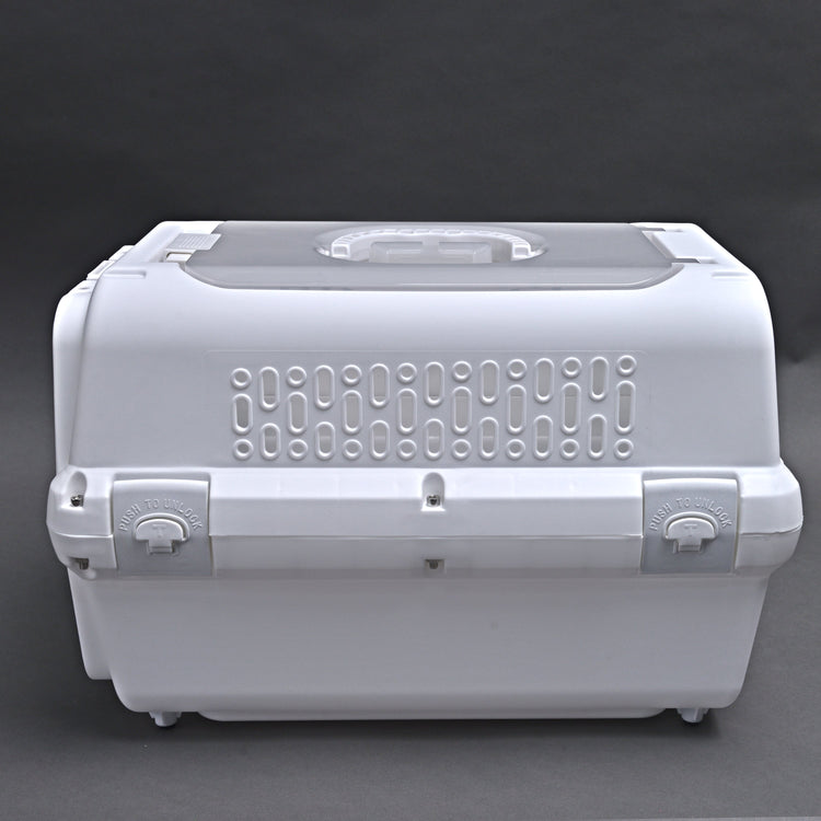 RHR Pets Travel Carrier with Steel Door for Cats & Dogs (White) 50 x 50 x 35 cm