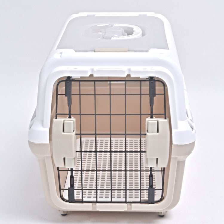 Travel basket with steel door for Cat & Dog (Cappuccino) 50 x 50 x 35 cm