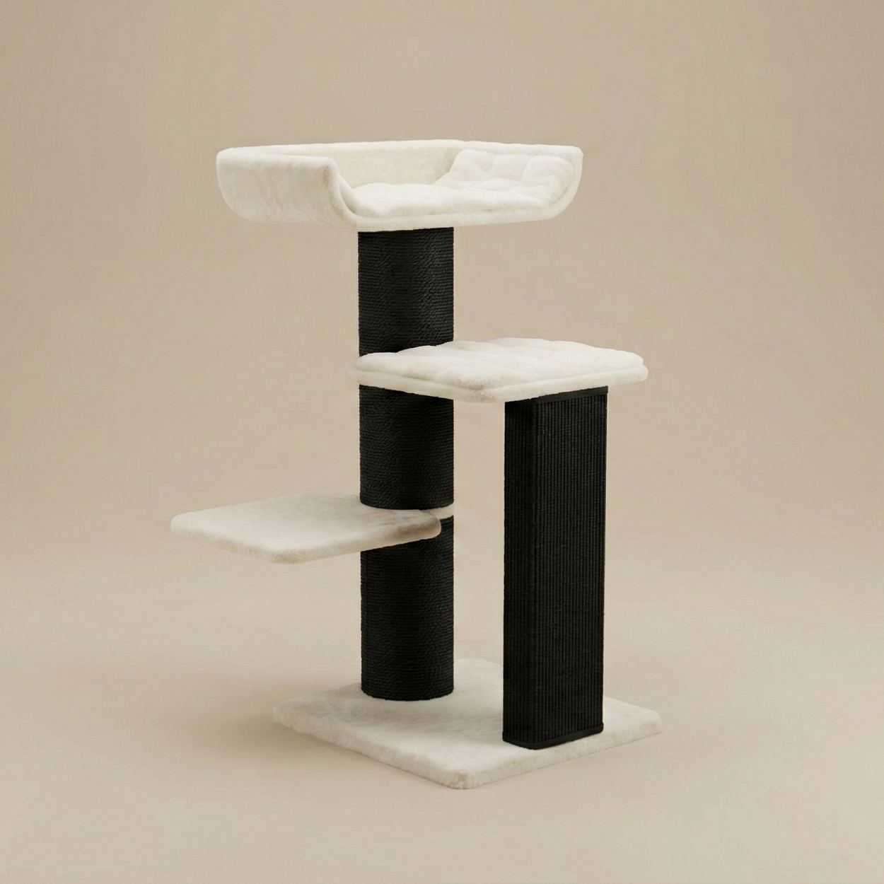 Cat Tree Maine Coon Throne Blackline (Beige Teddy)